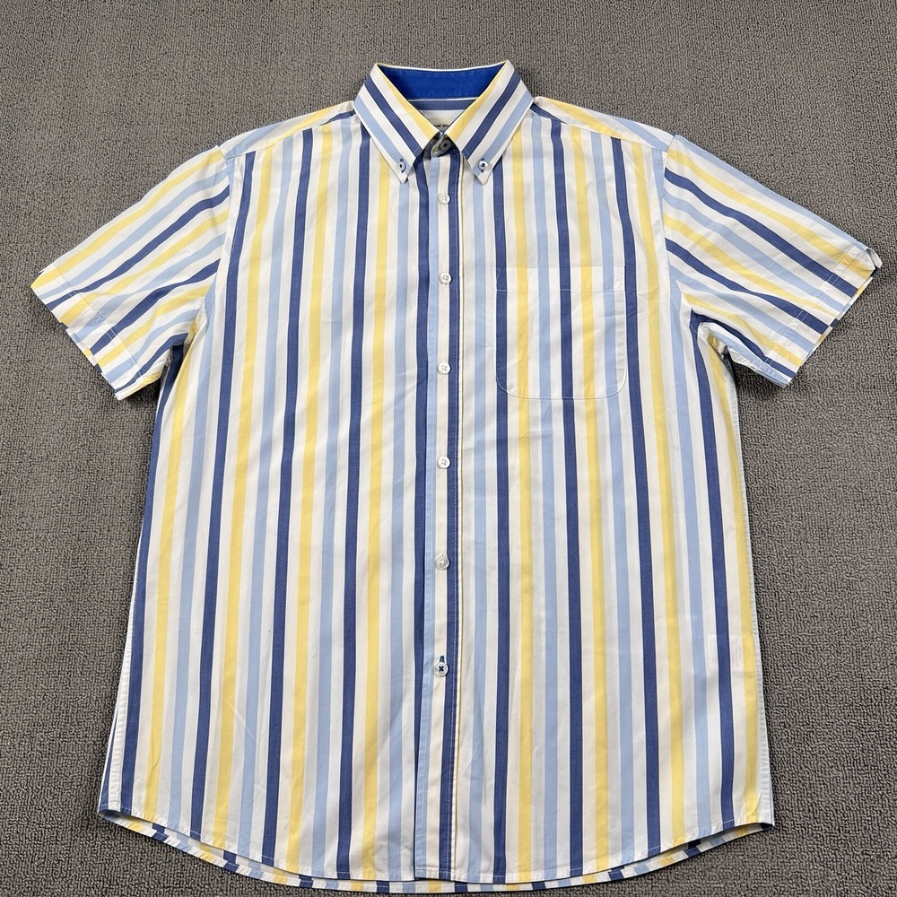 Samuel Windsor Shirt Adult Medium Button Up Striped Short Sleeve Casual Men's